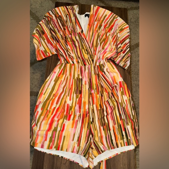 Rent The Runway Slate & Willow Striped Elliot Romper Sz XL - Picture 2 of 5